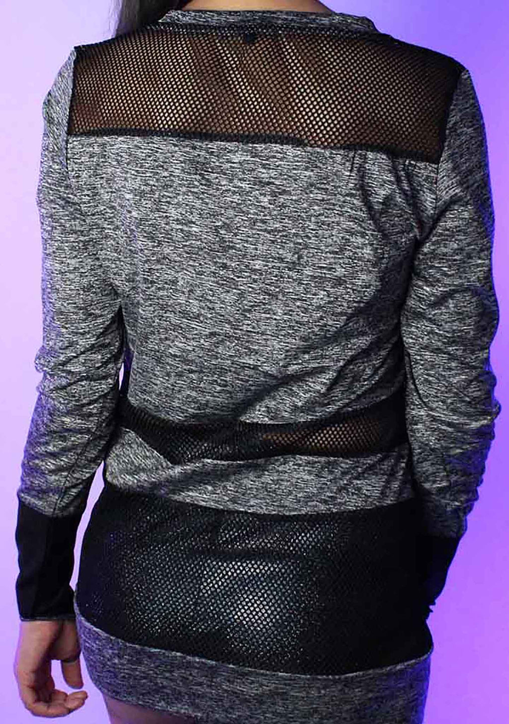  You're Blocked Mesh Cut-Out Long Sleeve Top
