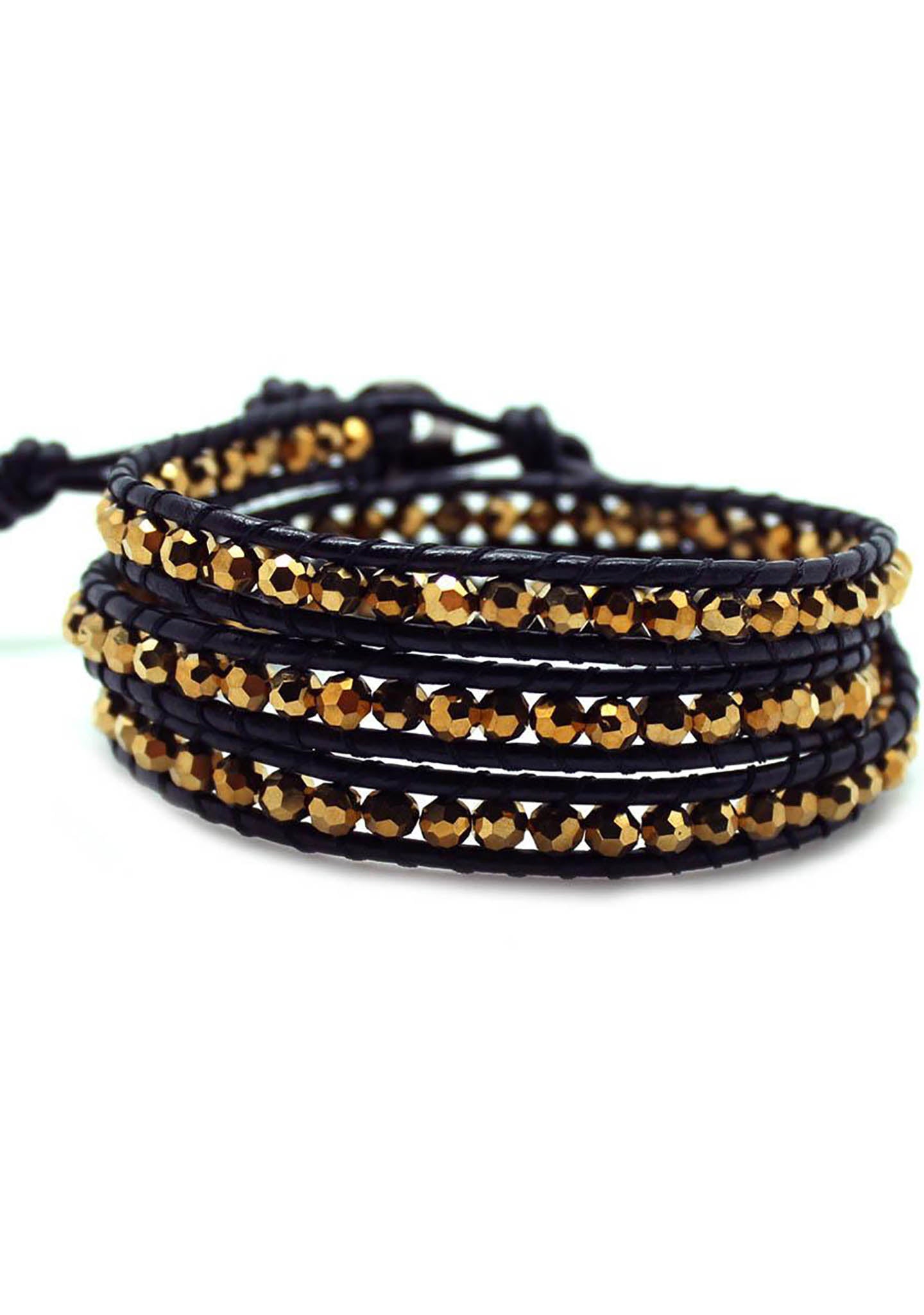  Single Multi Beaded Wrap Bracelet In Bronze