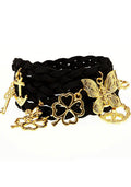  Timi Suede Wrap Charm Bracelet In Black/Gold